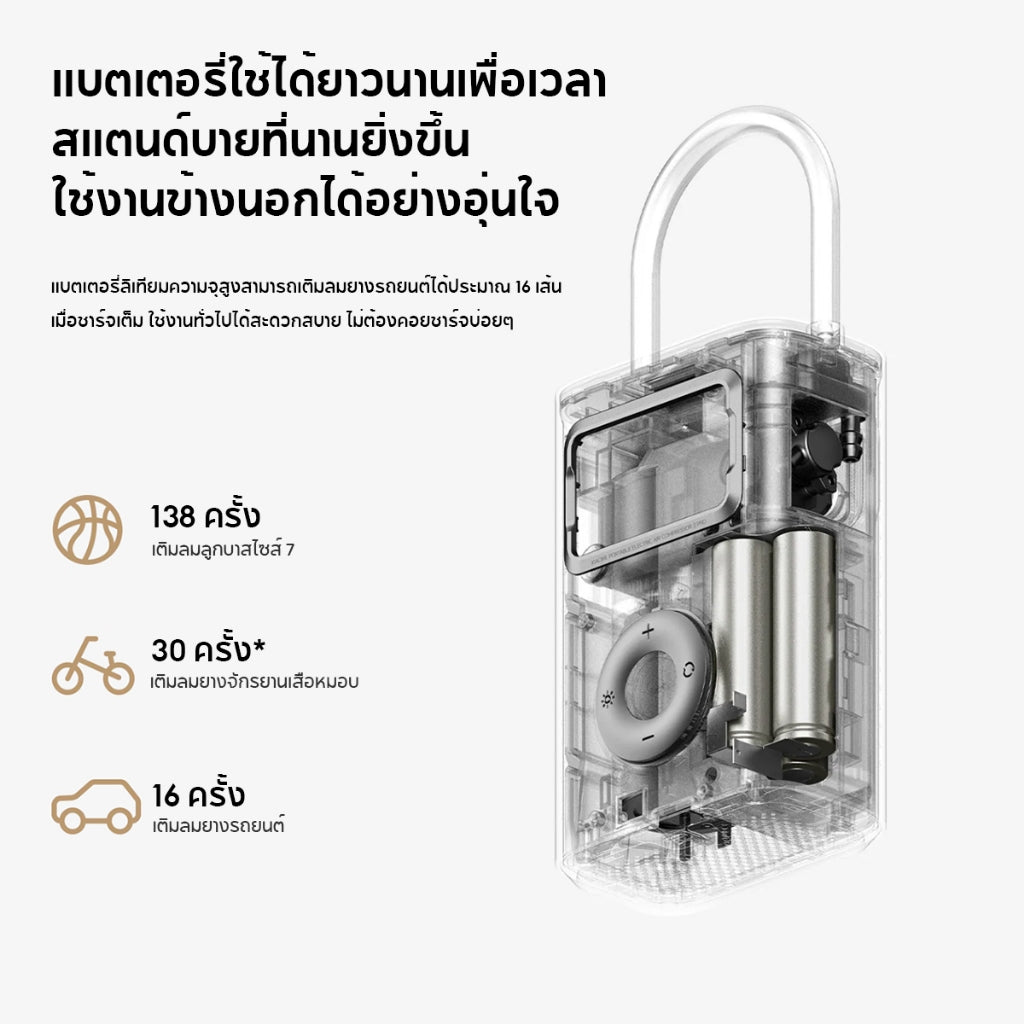 Xiaomi Portable Electric Air Compressor 2 Pro เติมลมเร็ว อายุการใช้งานแบตเตอรี่ยาวนาน ไฟแสดงสถานะหลายโหมด