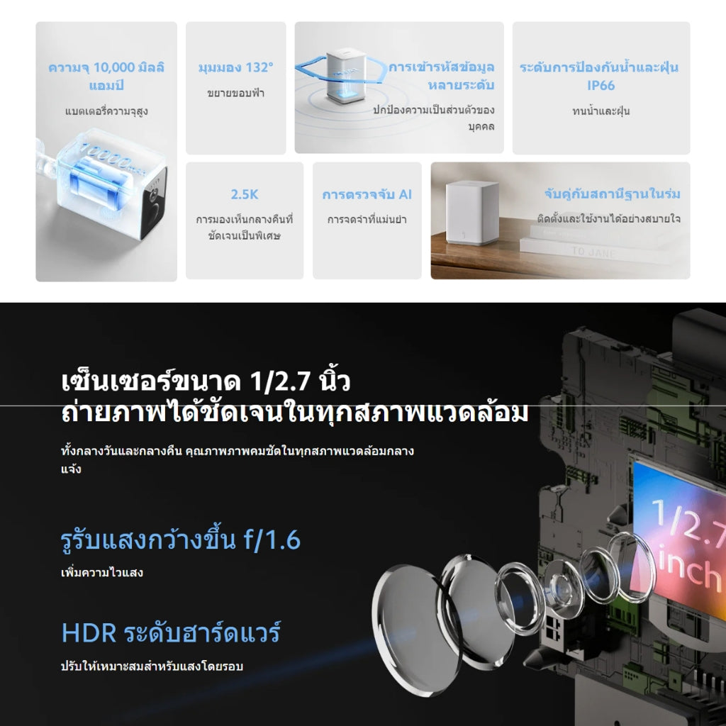 Xiaomi Solar Outdoor Camera BW400 Pro Set ภาพคมชัด 2.5K คมชัดสูง กล้องวงจรปิด กันน้ำกันฝุ่น ภาพสีเต็มในกลางคืน