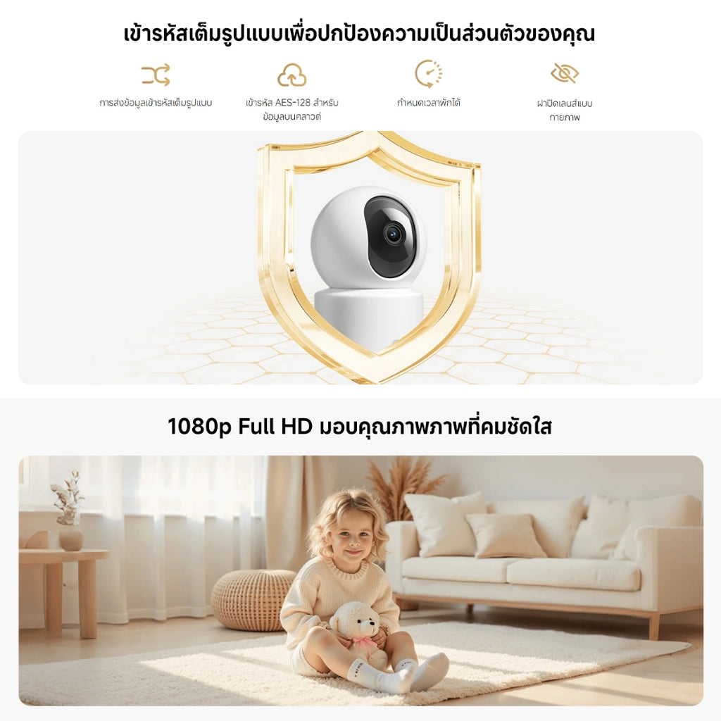 Xiaomi Mi Smart Camera C201 Home Security Camera ความละเอียดสูง1080p Full HD การป้องกันเลนส์ทางกายภาพ พาโนรามา360°