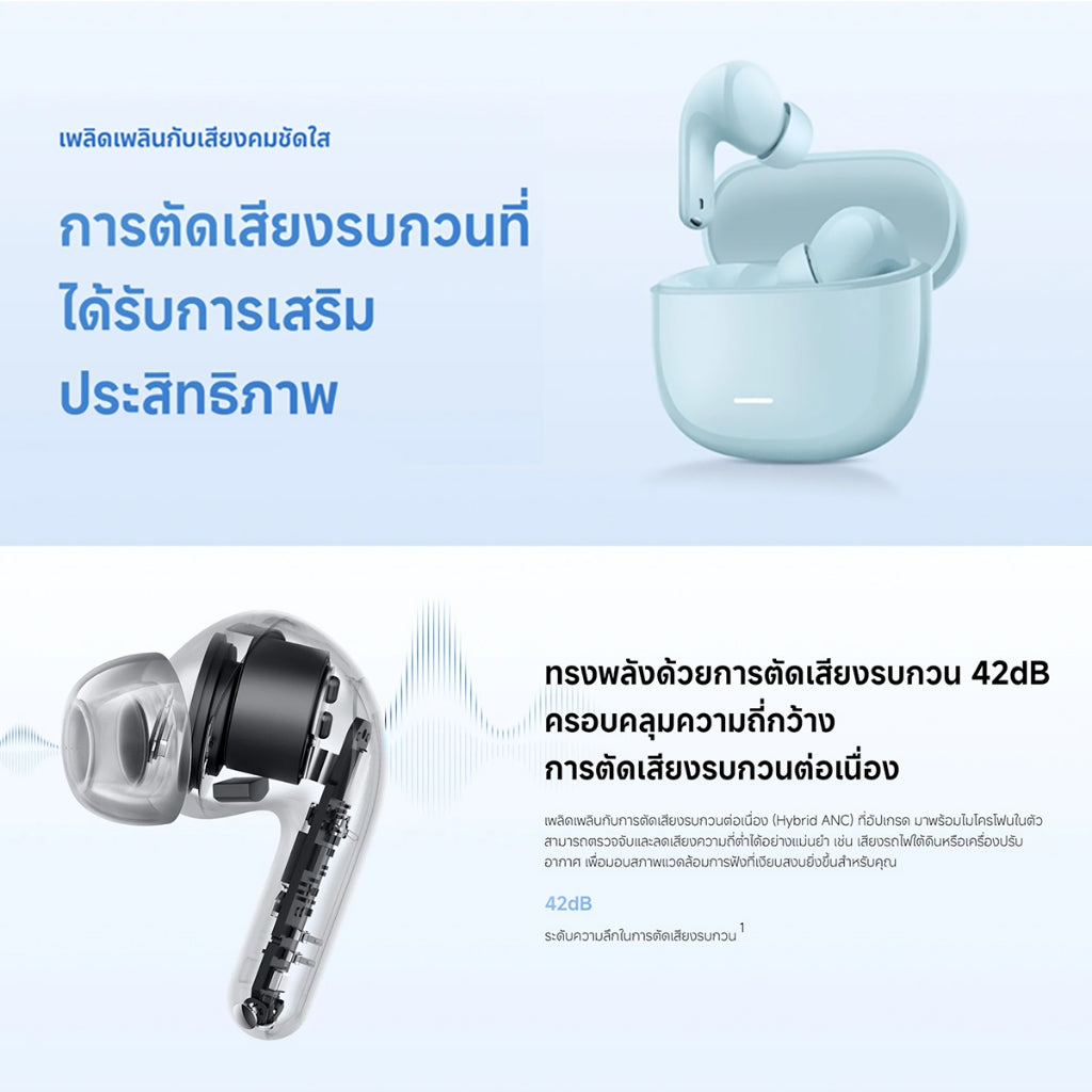 Xiaomi Redmi Buds 8 Lite Wireless Bluetooth Earphone แบตเตอรี่ใช้งานได้นาน 36 ชั่วโมงตัดเสียงรบกวน 42dB