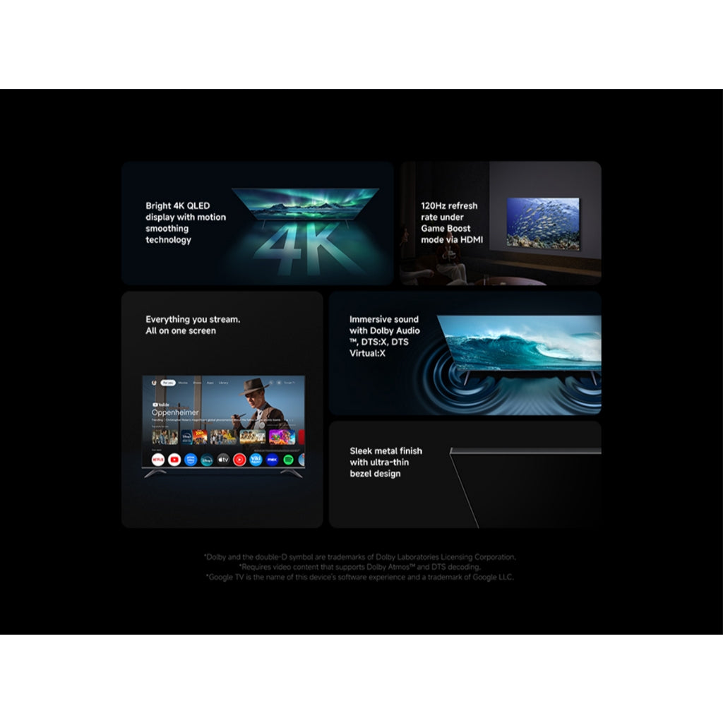 Xiaomi Mi TV A Pro 55 / 65 inch 2026 4K HD สมาร์ททีวี จอแสดงผล QLED 4K สว่างสดใส อัตราการรีเฟรช 120Hz Google TV