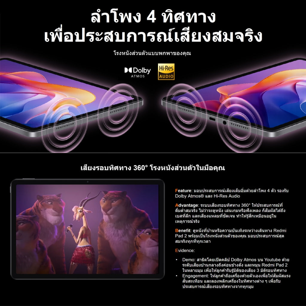 Xiaomi Redmi pad 2 หน้าจอคมชัด 2.5K ขนาด 11 นิ้ว แบตเตอรี่ขนาดใหญ่ 9000mAh ชิปเซ็ต Advanced Helio G100-Ultra