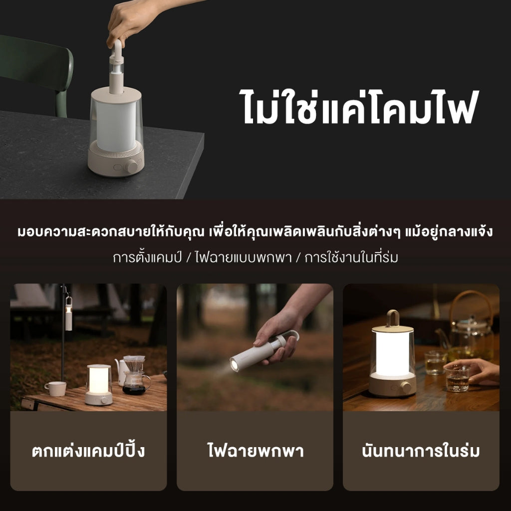 Xiaomi Multi-function Camping Lantern ไฟตั้งแคมป์ ควบคุมผ่านบลูทูธ กันน้ำกันฝุ่น IP54 ดีไซน์โคมไฟแบบคู่
