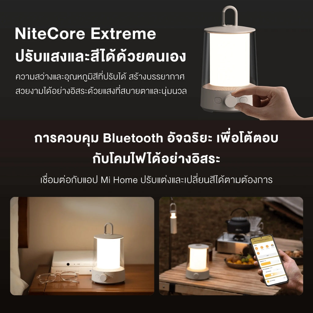 Xiaomi Multi-function Camping Lantern ไฟตั้งแคมป์ ควบคุมผ่านบลูทูธ กันน้ำกันฝุ่น IP54 ดีไซน์โคมไฟแบบคู่