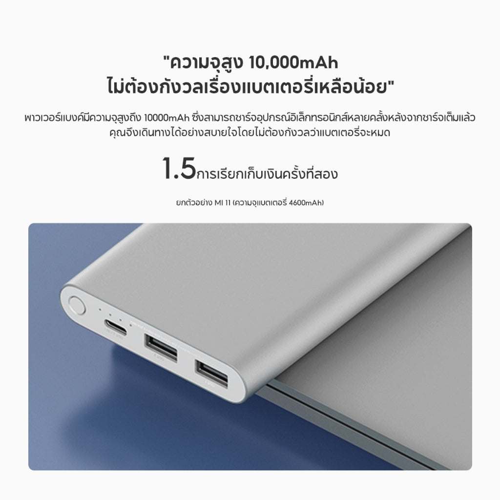 Xiaomi 22.5W PowerBank 10000mAh พาวเวอร์แบงค์ Type-C ชาร์จเร็วสองทิศทาง ชาร์จแบบมีสายรวดเร็ว 22.5W
