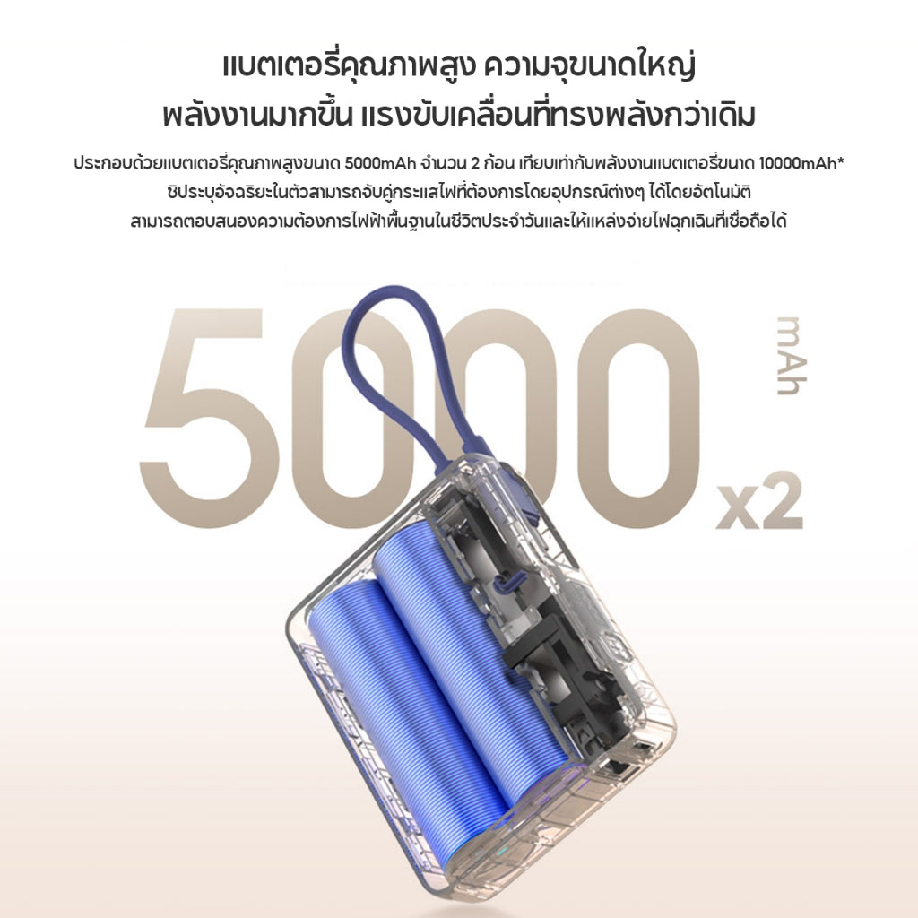 Xiaomi 33W Power Bank 10000mAh (Integrated Cable) พาวเวอร์แบงค์ แบตสำรอง เอาท์พุตสูงสุด 33W ความจุสูง 10000mAh