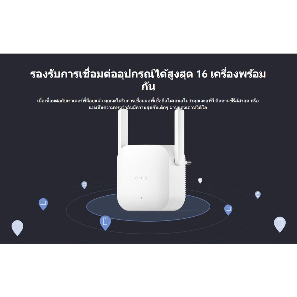 Xiaomi WiFi Range Extender N300 ตัวขยายสัญญาณ สัญญาณ Wifi แรงขึ้น เสาอากาศภายนอก 2×2 การจับคู่ที่รวดเร็ว