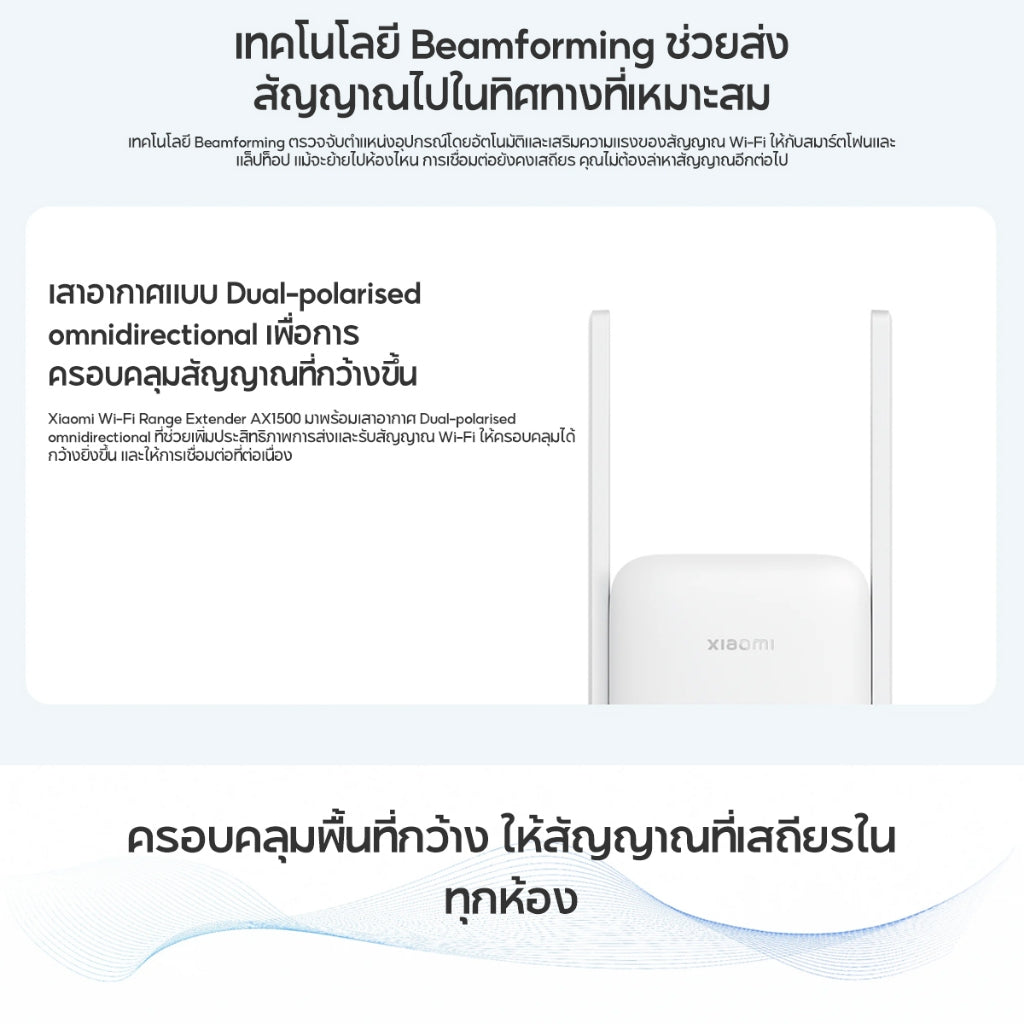 Xiaomi Wi-Fi Range Extender AX1500 Wi-Fi 6 ความเร็วสูง พอร์ต Gigabit Ethernet รองรับ EasyMesh