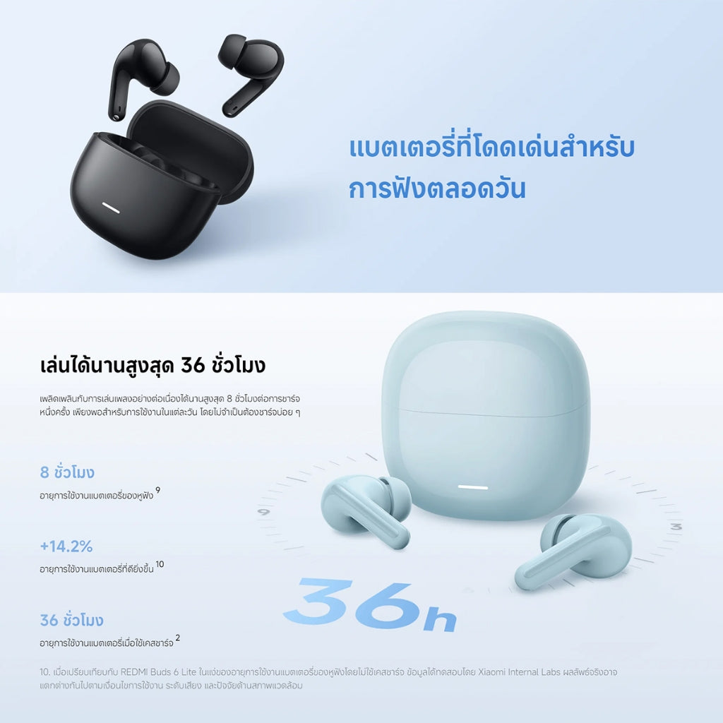 Xiaomi Redmi Buds 8 Lite Wireless Bluetooth Earphone แบตเตอรี่ใช้งานได้นาน 36 ชั่วโมงตัดเสียงรบกวน 42dB