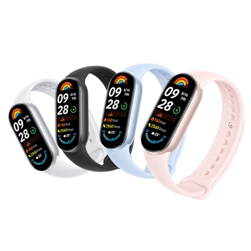 Xiaomi Band 9 Smart นาฬิกาสมาร์ทวอทช์ การวัดออกซิเจนในเลือด หน้าจอ1.62" 60Hz AMOLED การปรับความสว่างได้อัจฉริยะ