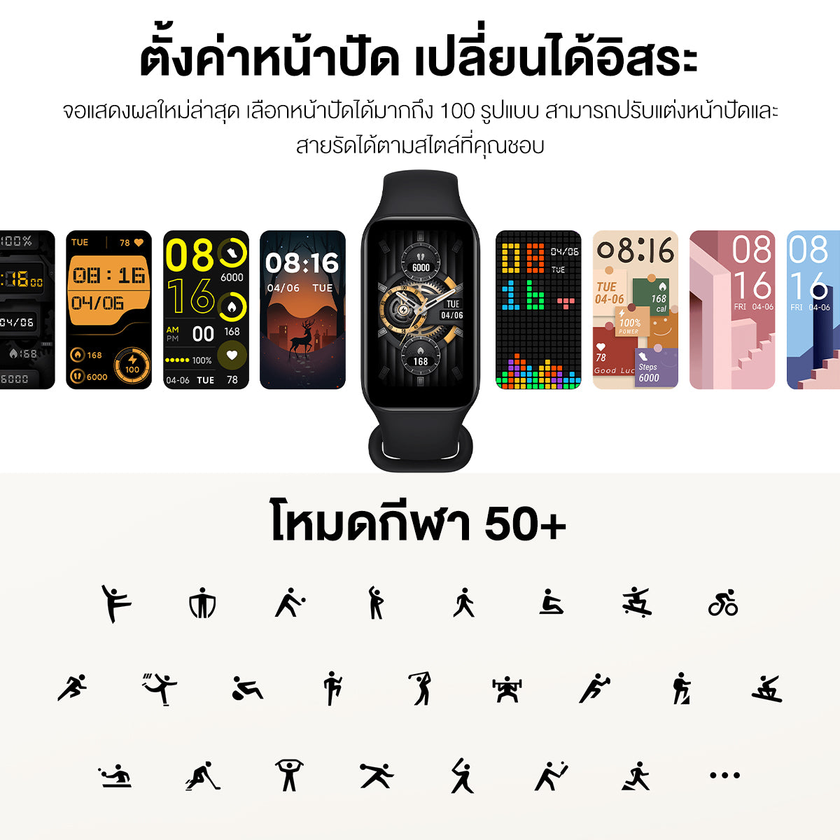 Xiaomi Mi Band 8 Active Smart Band8 นาฬิกาสมาร์ทวอทช์ จอแสดงผล 1.47" การวัดออกซิเจนในเลือด smart watch