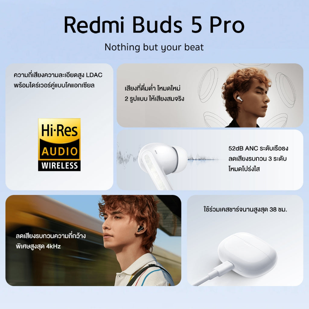 Xiaomi Redmi Buds 5 Pro Wireless Bluetooth Earphone หูฟังบลูทูธไร้สาย การใช้งานได้นาน 28 ชม