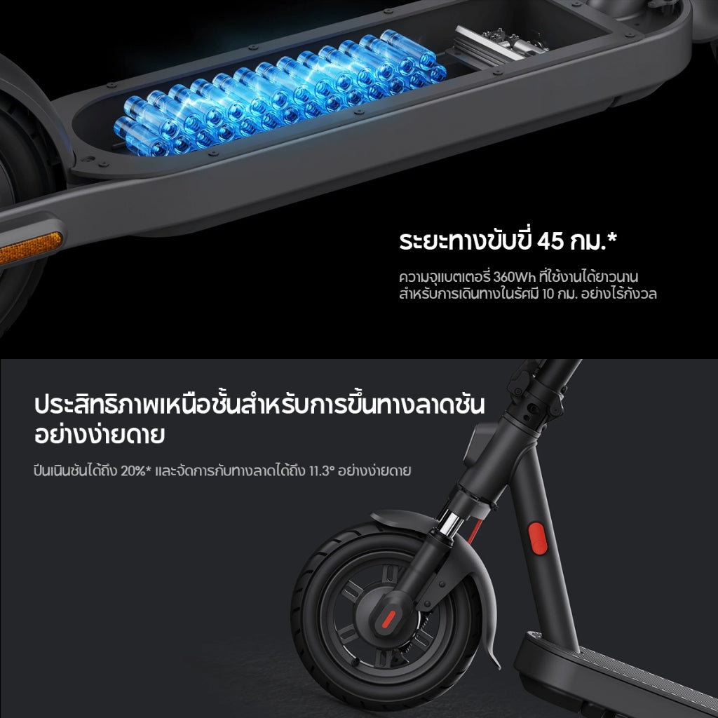 Xiaomi Electric Scooter Elite ระบบกันสะเทือนหน้าสปริงคู่ ระยะทาง 45 กม. พับเก็บง่าย