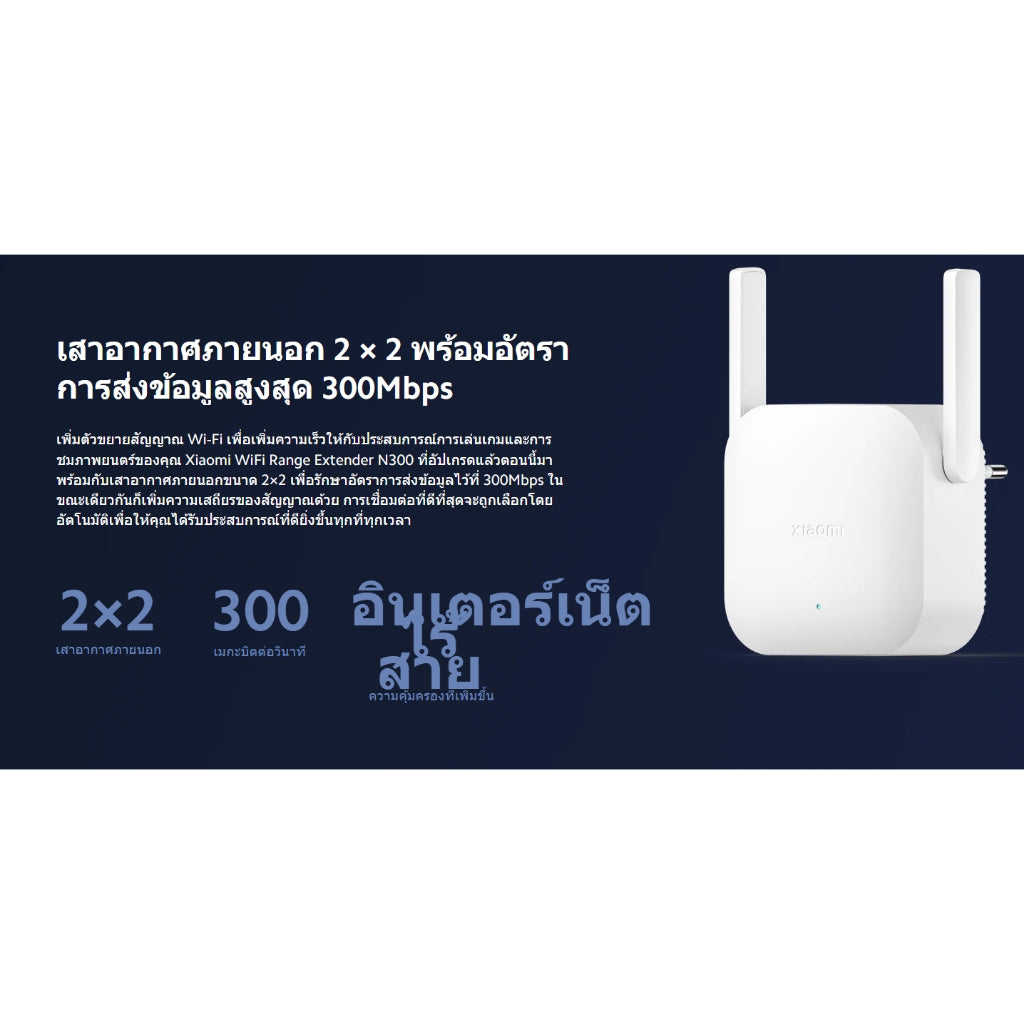 Xiaomi WiFi Range Extender N300 ตัวขยายสัญญาณ สัญญาณ Wifi แรงขึ้น เสาอากาศภายนอก 2×2 การจับคู่ที่รวดเร็ว