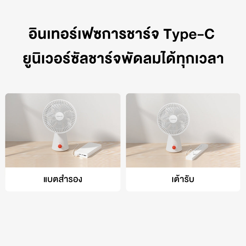Xiaomi Rechargeable Mini Fan การใช้งานได้นาน18.5 การใช้งานได้แบบ มือถือ + ตั้งพื้น เสียงรบกวนต่ำ 34dB