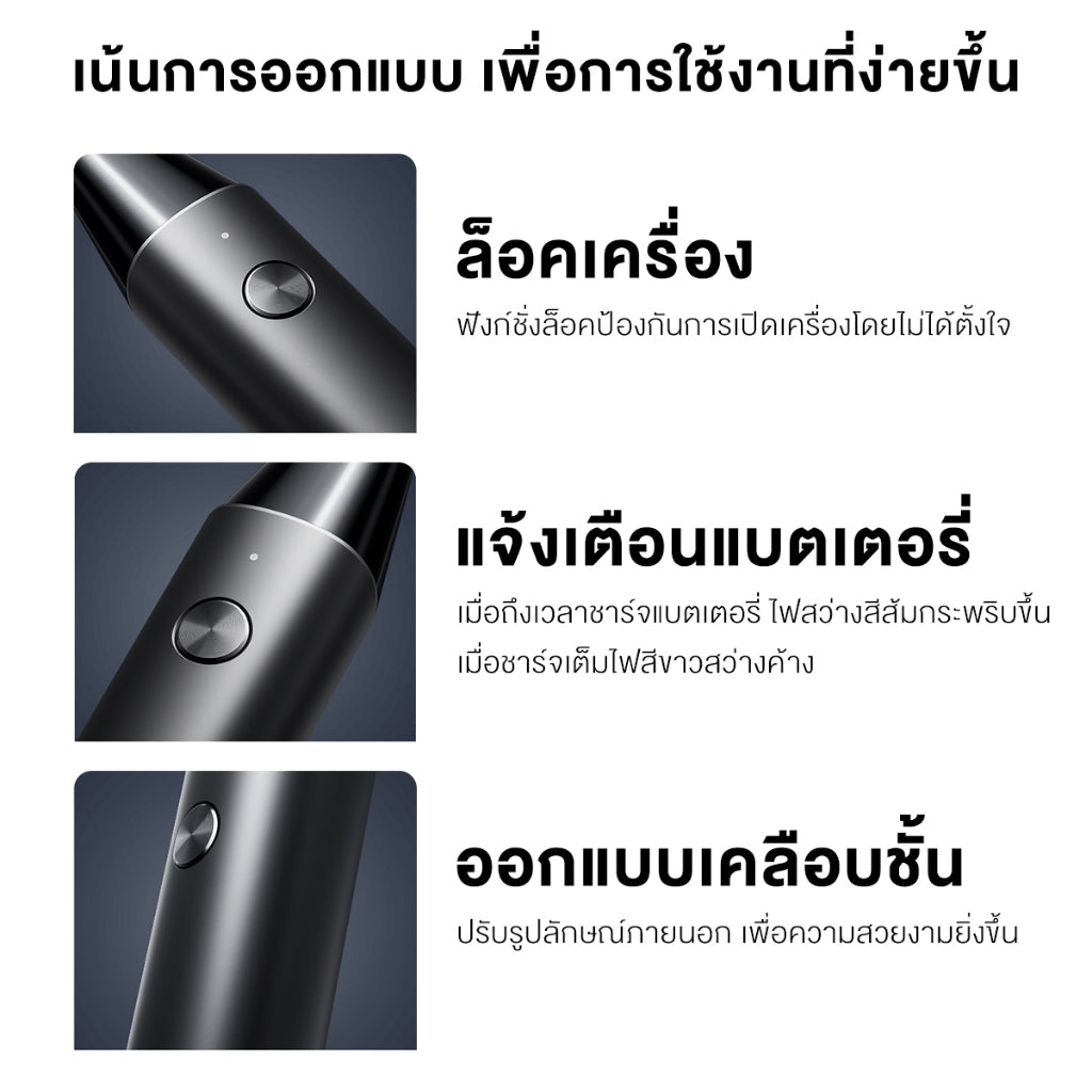 Xiaomi UniBlade Trimmer เครื่องโกนหนวดแบบกันจอนมัลติฟังก์ชั่น ใบมีดสามทิศทาง กันน้ำ IPX7  การชาร์จไร้สายแม่แหล็ก