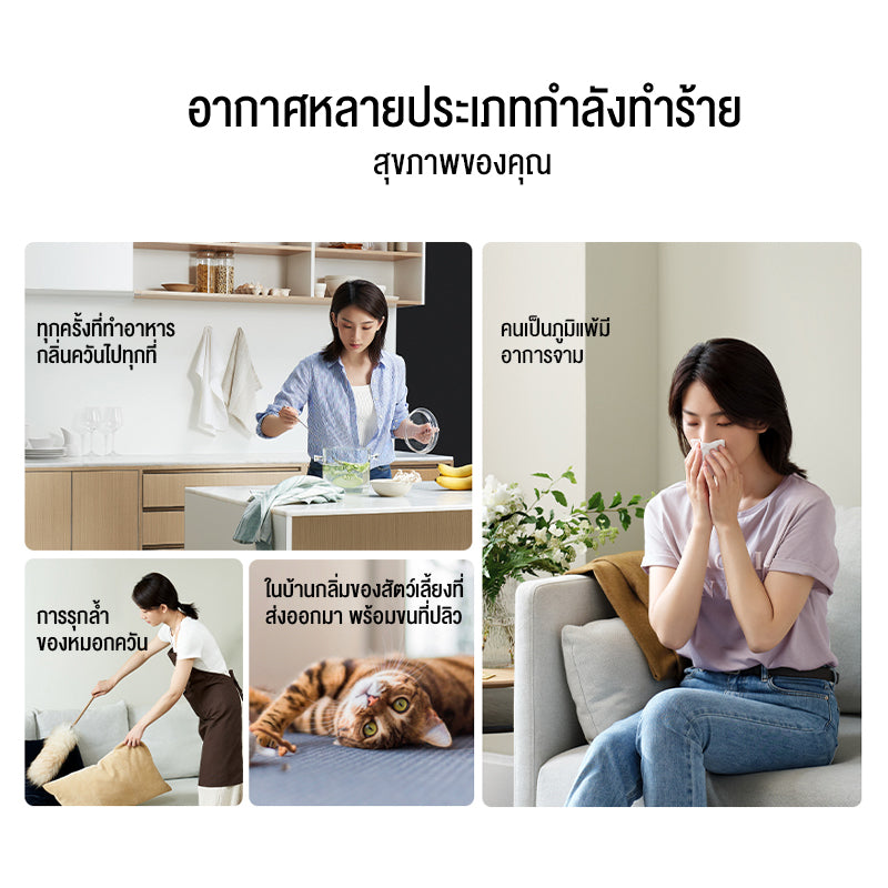 Xiaomi Mi Smart Air Purifier 4 เครื่องฟอกอากาศ กำจัดฟอร์มาลดีไฮด์/PM2.5 เหมาะพื้นที่ 28-48㎡ เสียงรบกวนต่ำ 32.1dB