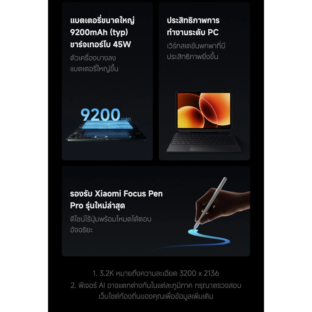 [NEW] Xiaomi Redmi Pad 8 ชิปเซ็ต Snapdragon® 8 Elite Gen 4 หน้าจอคมชัด 3.2K รีเฟรชเรท 144Hz แบตเตอรี่ 9200mAh (typ)