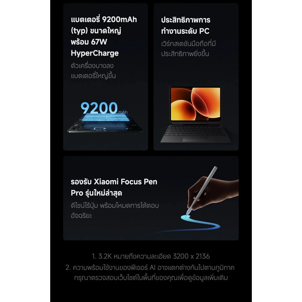 [NEW] Xiaomi Redmi Pad 8 Pro ชิปเซ็ต Snapdragon® 8 Elite หน้าจอแบบด้าน คมชัด 3.2K รีเฟรชเรท 144Hz แบตเตอรี่ 9200mAh typ
